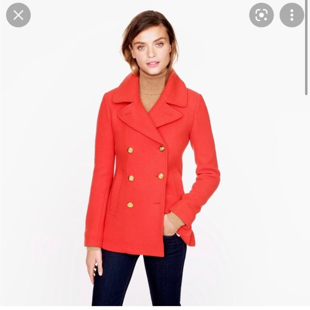 J. Crew Stadium Cloth Majesty Peacoat Coat Jacket in Red